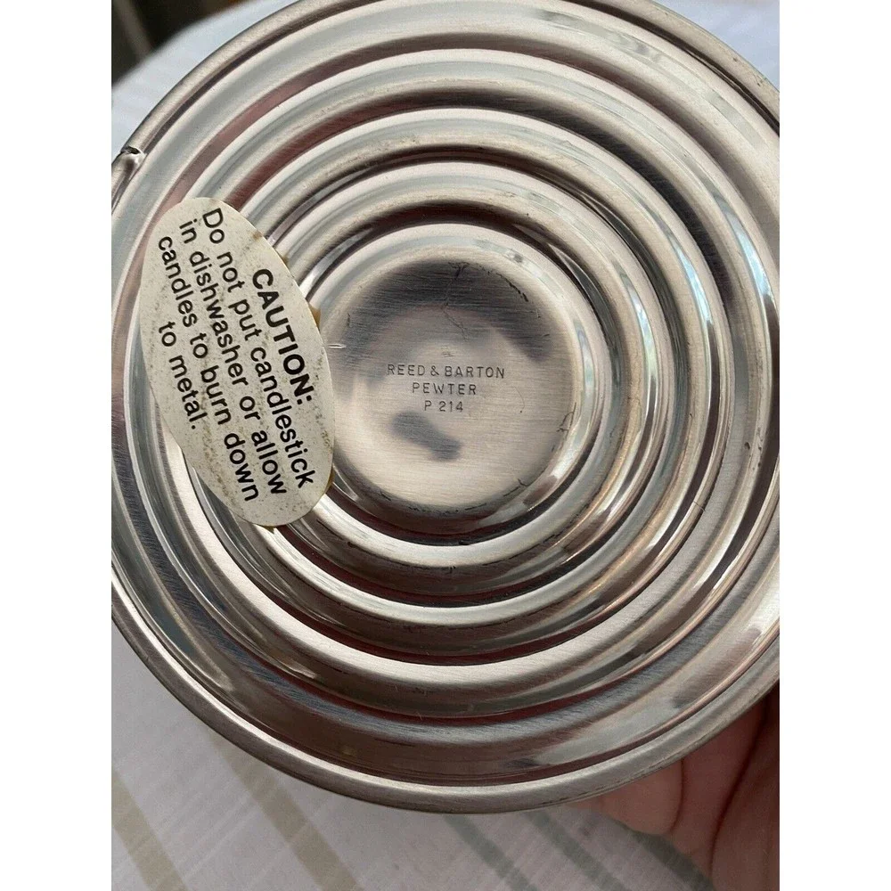 Pair of Reed & Barton Pewter Classically Designed Candlestick Holders P214 - Picture 7 of 10